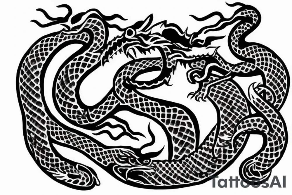 Two headed world serpent dragon with empty space in the middle for a symbol to go tattoo idea