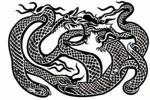 Two headed world serpent dragon with empty space in the middle for a symbol to go tattoo idea