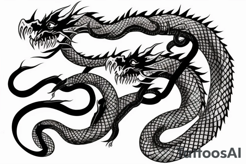 Two headed world serpent dragon tattoo idea