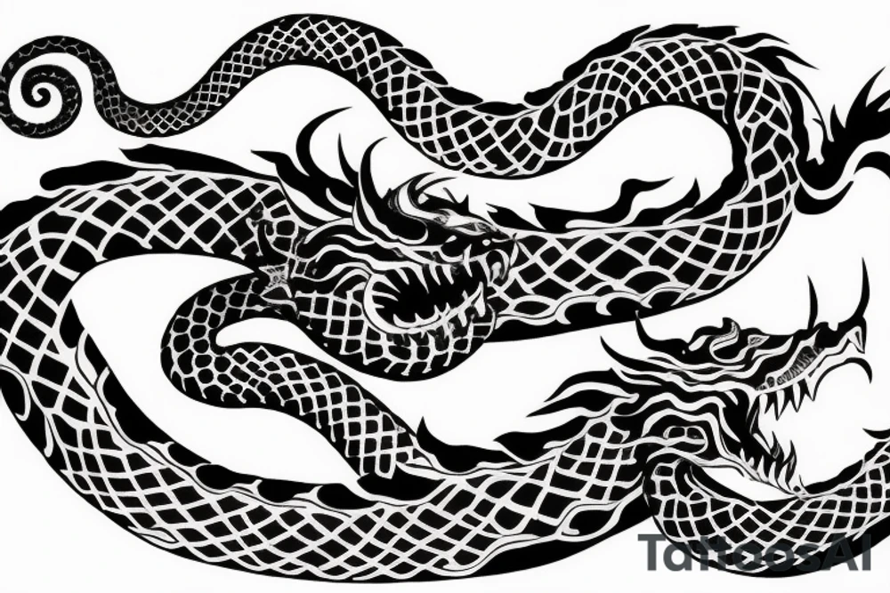 Two headed world serpent dragon tattoo idea