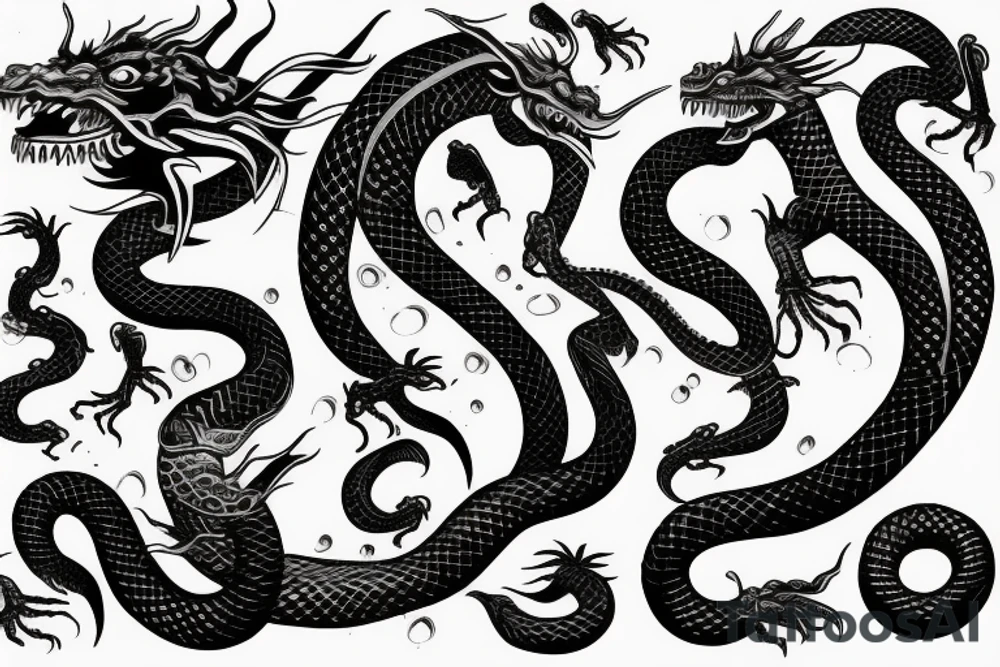Two headed woman world serpent dragon tattoo idea
