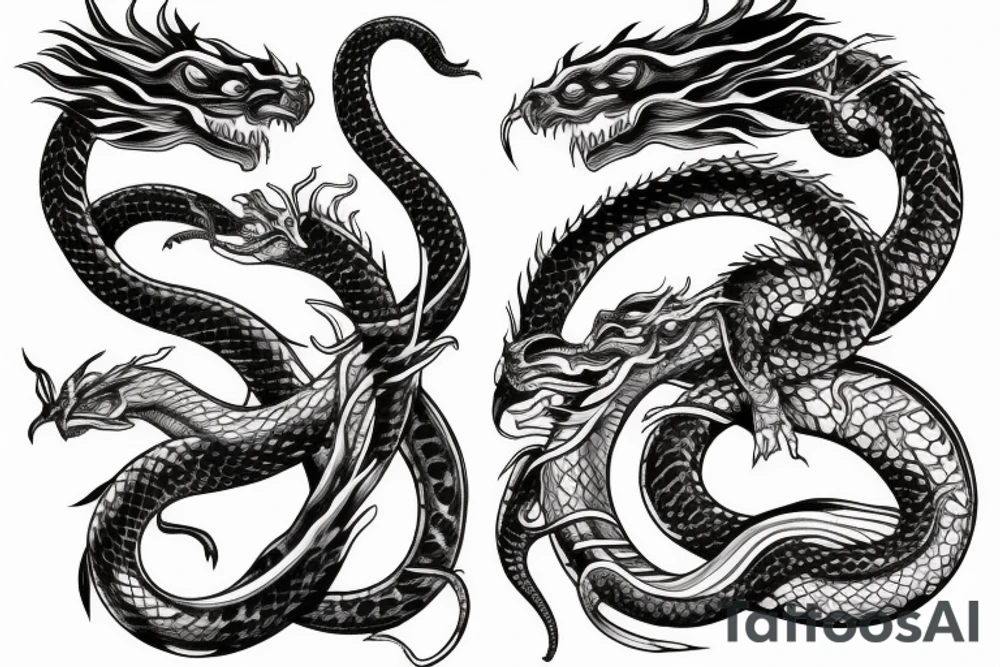 Two headed woman world serpent dragon tattoo idea