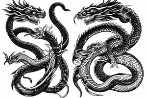 Two headed woman world serpent dragon tattoo idea