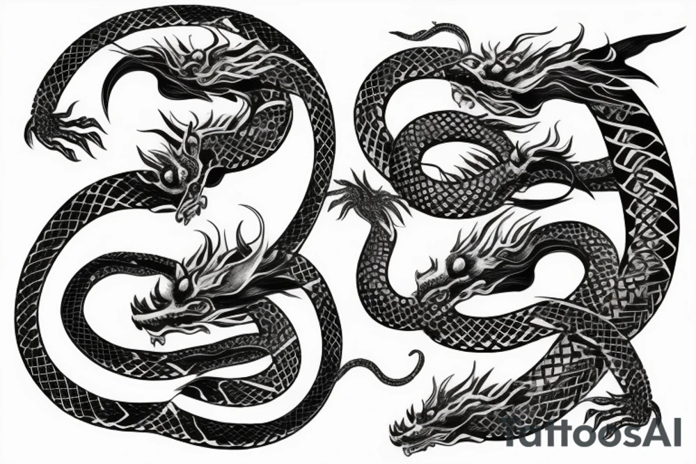 Two headed woman world serpent dragon tattoo idea