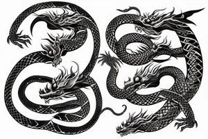 Two headed woman world serpent dragon tattoo idea