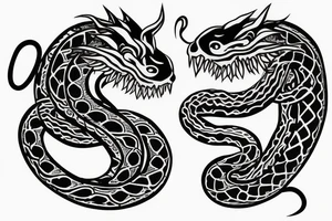Two headed woman world serpent dragon tattoo idea