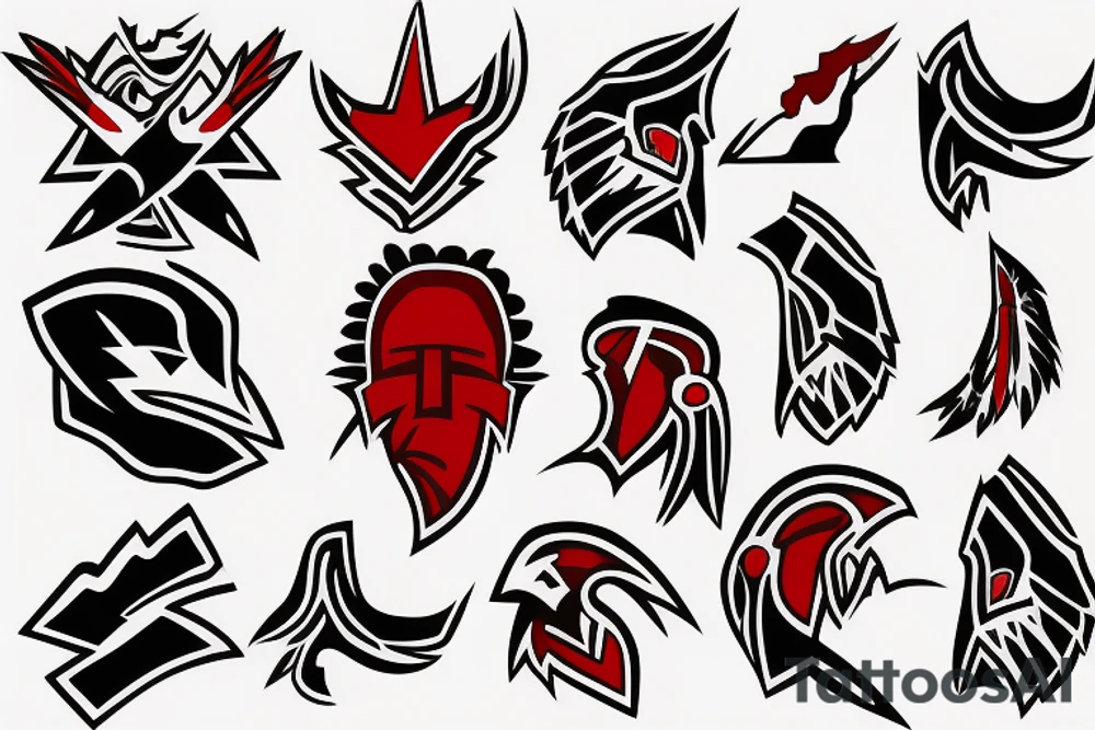 Islanders Logo in Native American with colors Red, White, Gray tattoo idea