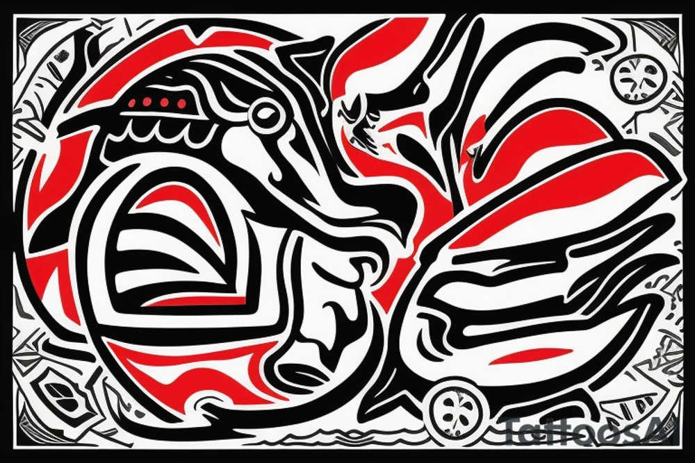 Islanders Logo in Native American with colors Red, White, Gray tattoo idea