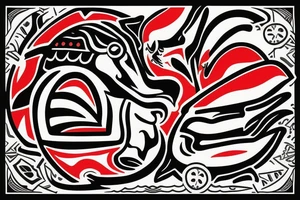 Islanders Logo in Native American with colors Red, White, Gray tattoo idea