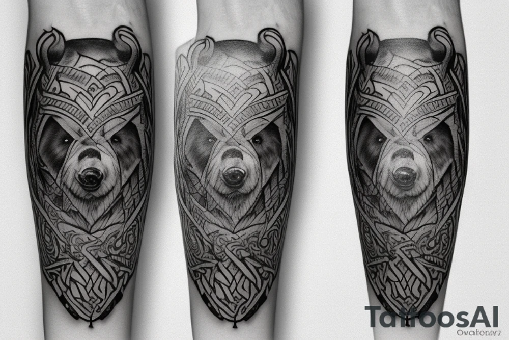 Viking wearing a bear skin tattoo idea
