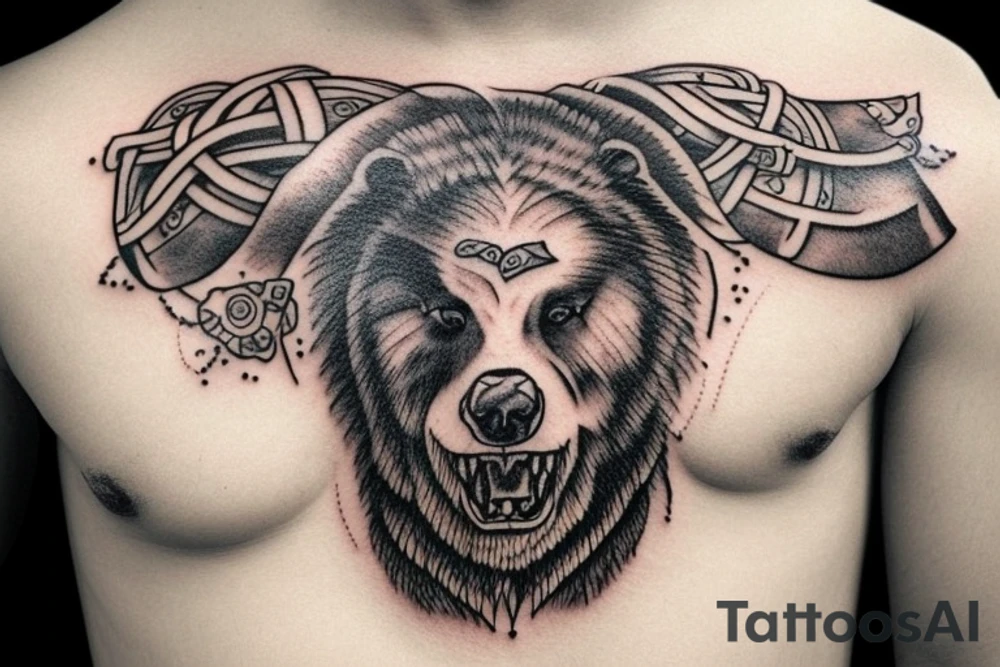Viking wearing a bear skin tattoo idea