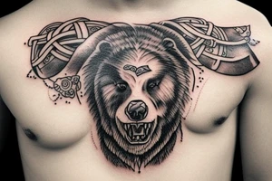 Viking wearing a bear skin tattoo idea