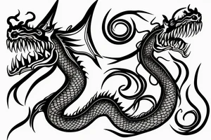 long dragon head facing tail tattoo idea