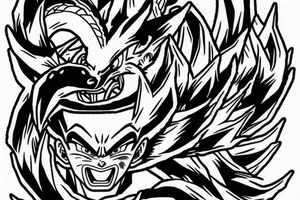 dragon ball dragon 
head facing tail tattoo idea