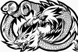 dragon ball dragon 
head facing tail tattoo idea