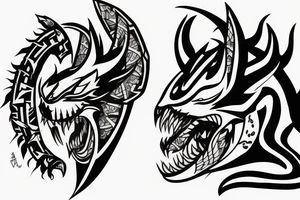 senron style drgon
head facing the tail tattoo idea