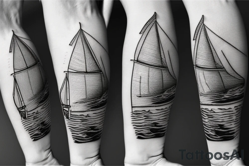 Sailboat, stairway, to heaven, ocean tattoo idea