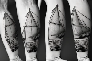 Sailboat, stairway, to heaven, ocean tattoo idea