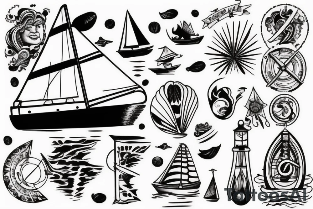 Sailboat, stairway, to heaven, ocean tattoo idea