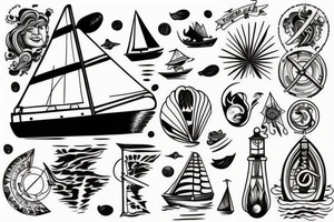 Sailboat, stairway, to heaven, ocean tattoo idea
