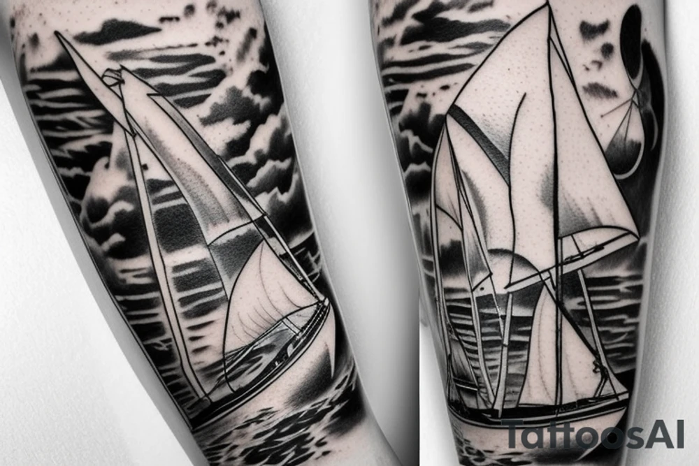 Sailboat, stairway, to heaven, ocean tattoo idea
