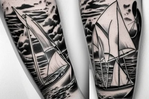 Sailboat, stairway, to heaven, ocean tattoo idea