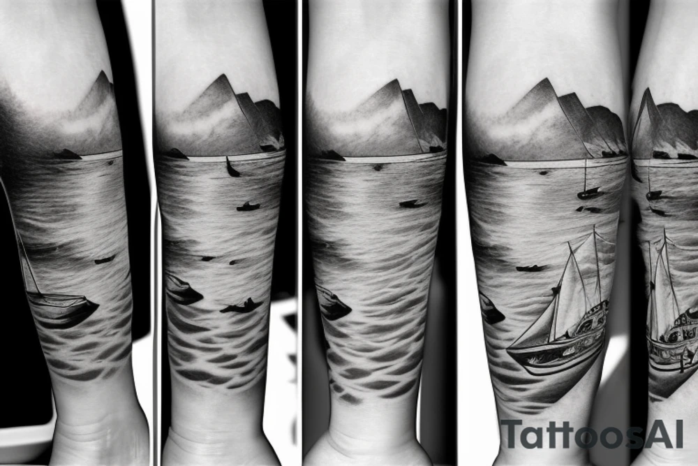Sailboat, stairway, to heaven, ocean tattoo idea