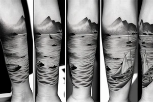 Sailboat, stairway, to heaven, ocean tattoo idea