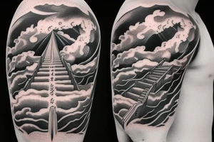 Ship splitting ocean, stairway to heaven tattoo idea