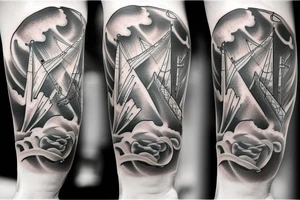 Ship splitting ocean, stairway to heaven tattoo idea
