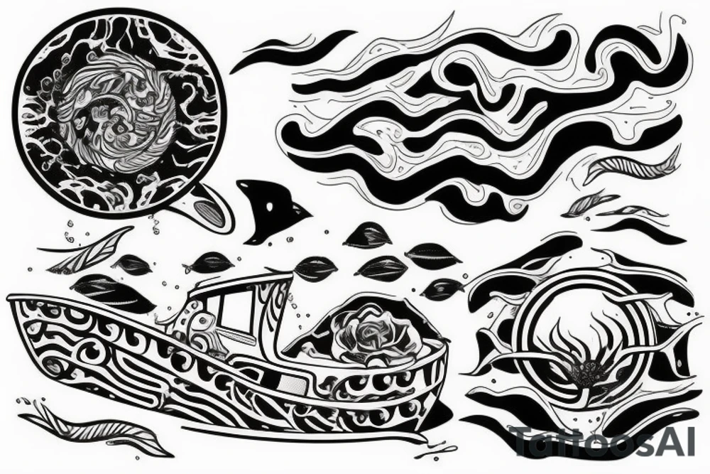 Ship splitting ocean tattoo idea