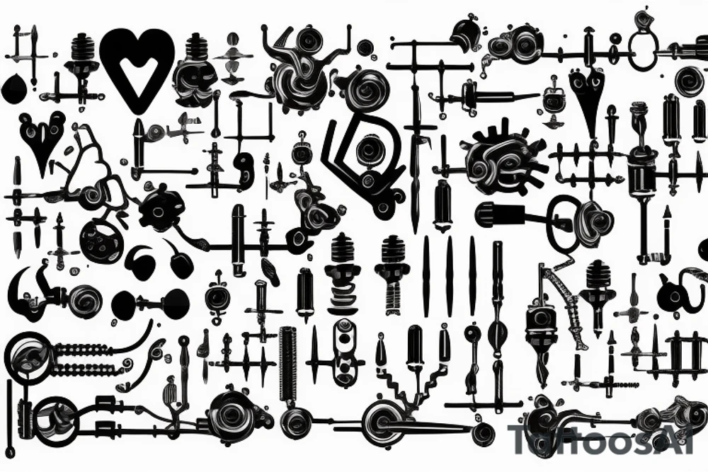 machine heart, built anatomically but with bolts and screws tattoo idea