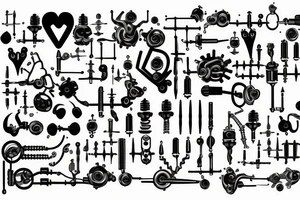 machine heart, built anatomically but with bolts and screws tattoo idea