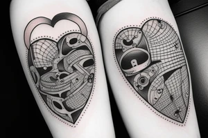 machine heart, built anatomically but with bolts and screws tattoo idea