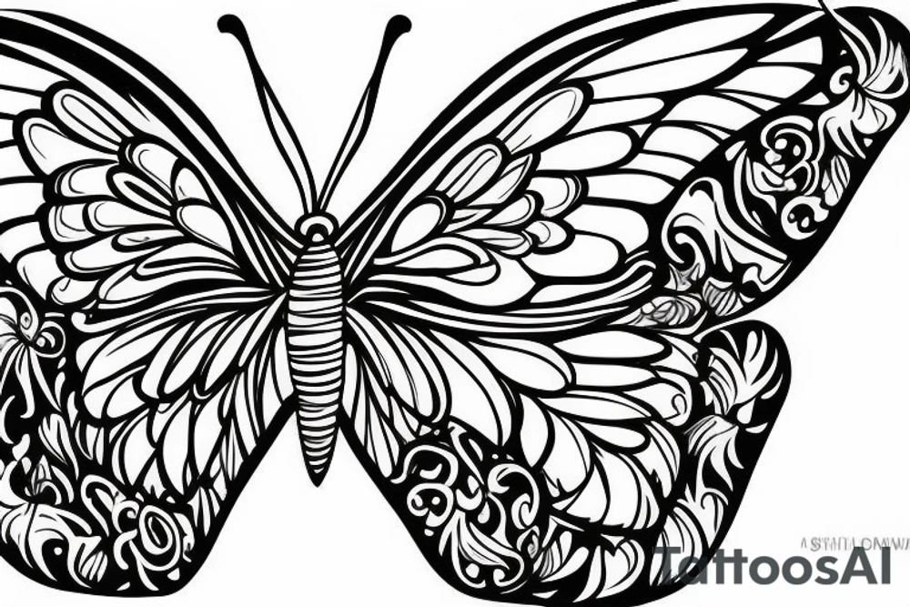 butterfly with detail in wings tattoo idea