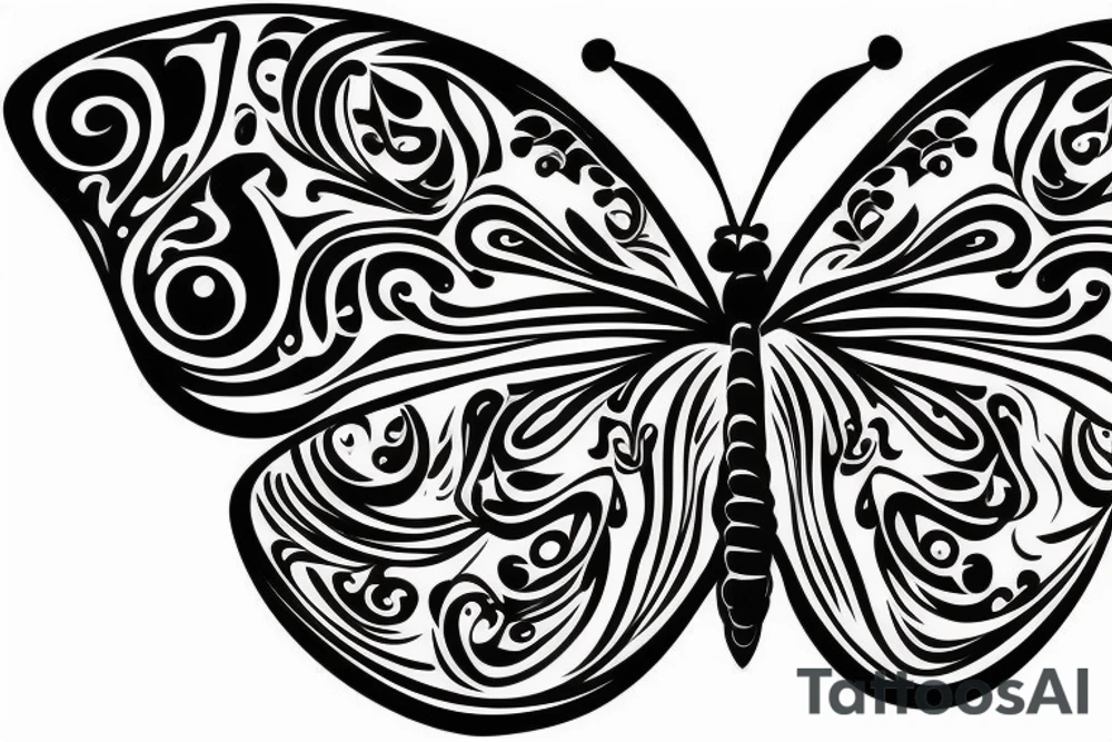 butterfly with detail in wings tattoo idea