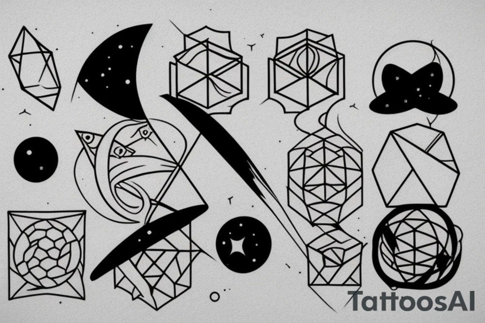 Japan, Fuji, space, geometry tattoo idea