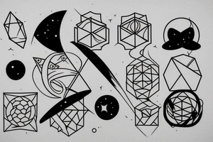 Japan, Fuji, space, geometry tattoo idea