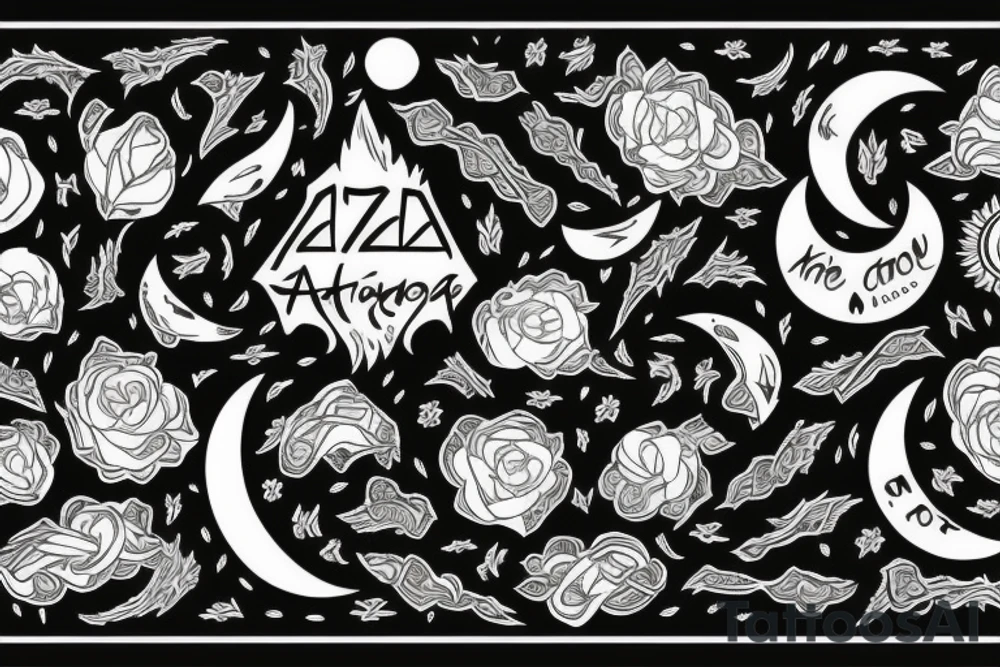 Ainaz text with moon tattoo idea