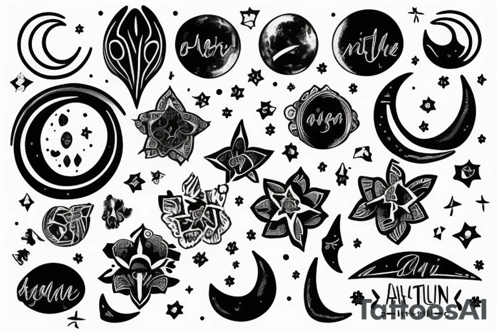 Ainaz text with moon tattoo idea