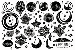 Ainaz text with moon tattoo idea