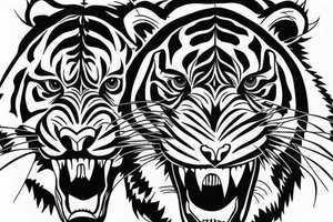aggressive tiger, sleeve/chest piece tattoo idea