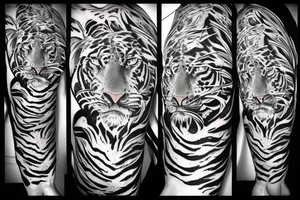aggressive tiger, sleeve tattoo idea