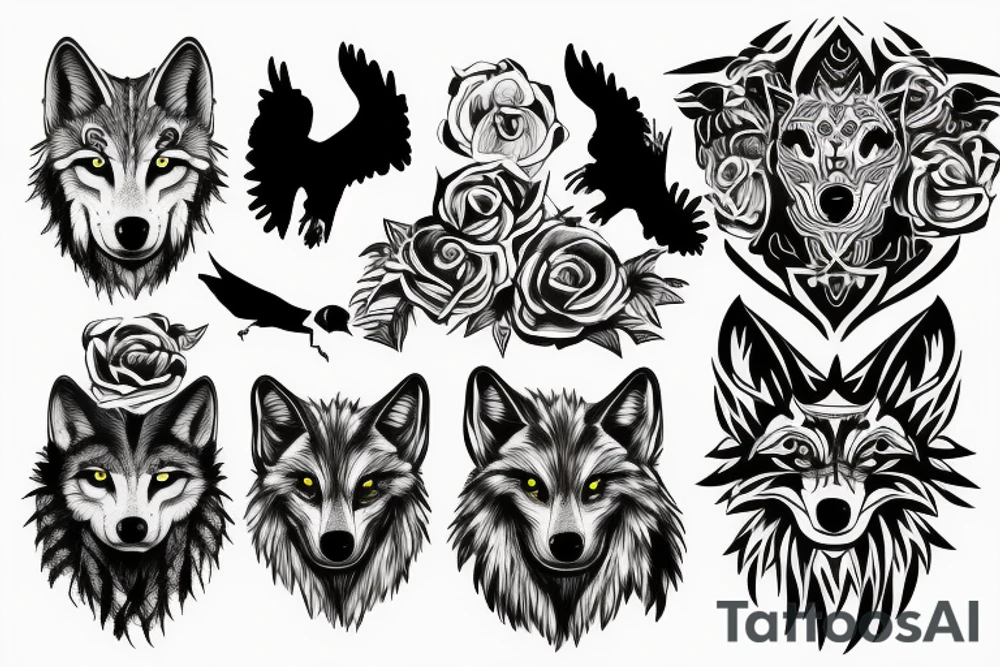 wolf and hawk tattoo idea