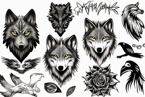 wolf and hawk tattoo idea