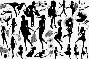script transforming into women's silhouette tattoo idea