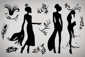 script transforming into women's silhouette tattoo idea
