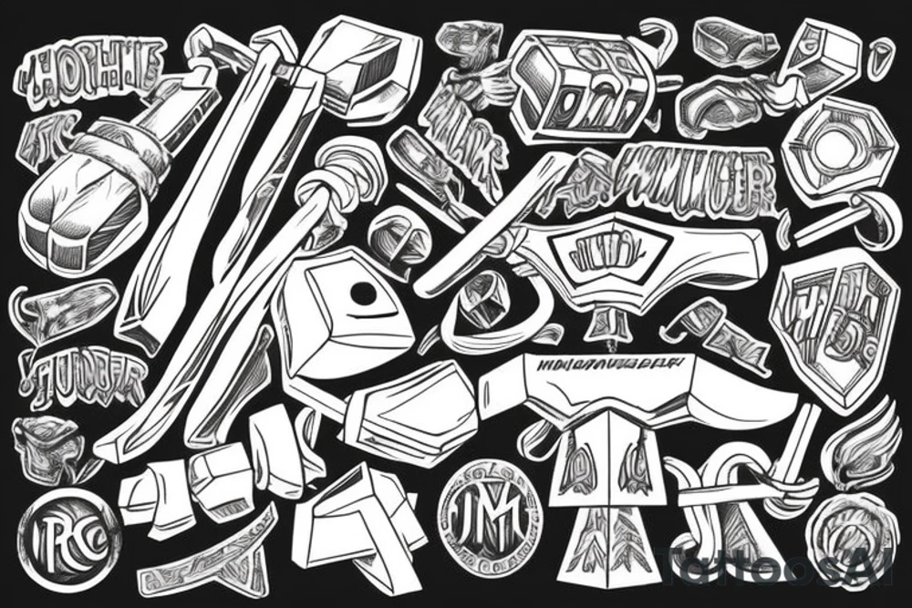 Mjolnir hammer gym tattoo idea