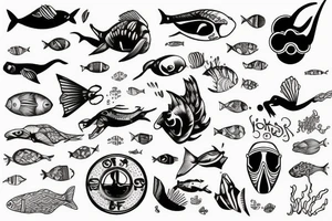 diver swims tattoo idea
