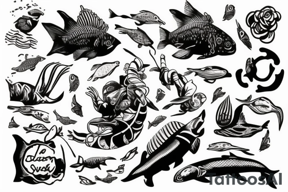 diver swims tattoo idea